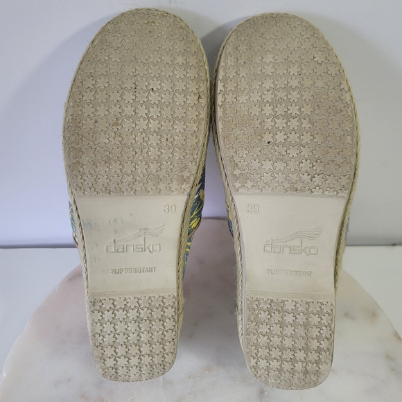 Dansko Victoria Tahiti Blue Yellow Floral Canvas Clog Women's EUR 39  US 8.5-9 - Picture 10 of 12
